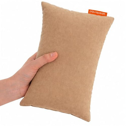 Pipsqueak Microfiber Pillow - Small, Mini, Tiny - 11 x 7 in - Perfect for Travel, Cars, Airplanes, Camping, Dogs, Toddlers, Kids, Lumbar, Knees and Neck - Ages 2 Yrs and Up - color: Khaki, size: 1 Pack, style: Non-Personalized