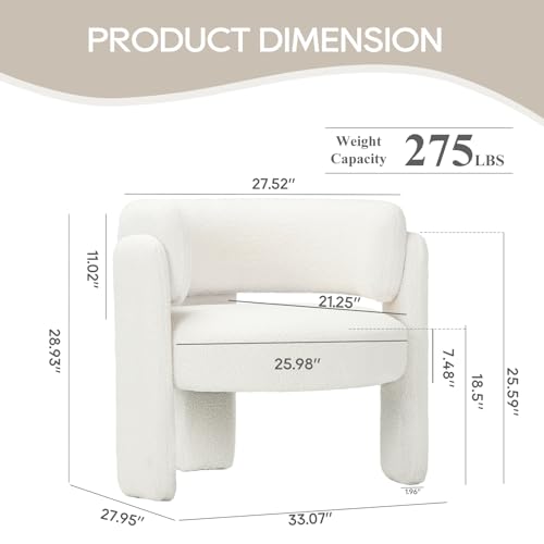 COLAMY Modern Accent Chair, Velvet Accent Chairs, Upholstered Barrel Chairs with Solid Wood Legs, Comfy Side Chair for Living Room, Bedroom, Reading, Cozy Reading Chair,Cream - color: New-cream, size: Set of 1