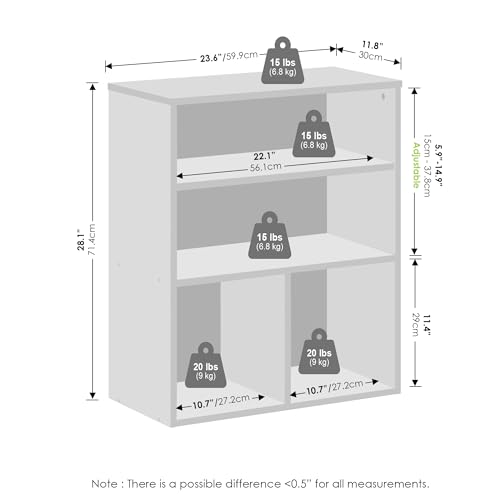 Furinno Reed Closet Organizers and Storage, 3-Tier Closet Organizer, Open Shelf Closet Storage, for Wardrobe, Bedroom, Living Room, White - color: White, size: 3-Tier, 23.6-Inch