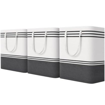 TranquilRelax 3-Pack Laundry Basket, Laundry Hamper, Grey-125L | Freestanding＆Water-Resistant Laundry Hamper, Collapsible Tall Clothes Hamper with Carry Handles for Clothes, Laundry Basket - color: Grey, size: 125L