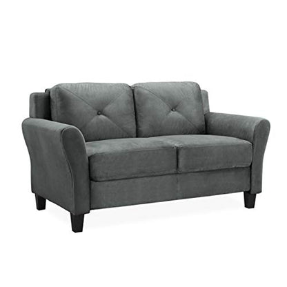 Studio Living Harrington 57.9" Loveseat, Transitional Modern, Pocket Coil Comfort, Easy Assembly, Microfiber Fabric, Dark Grey - color: Dark Grey, size: Loveseat