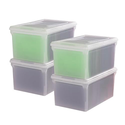 IRIS USA 4-Pack Snap File Box with Locking Lid, Black | Organize lesson plans, classroom files and teaching materials with convenient storage for teachers, schools and educators - style: Wing Lid - 4 Pack