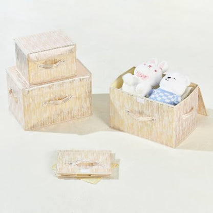 Storage Boxes with Lids Luxury Metallic Fabric Bins Baskets | Decorative Collapsible Stackable, Clothes Container Organizer with Handles for Shelf Closet Home Bedroom Office, Gold, Small - size: Small (Set of 1)