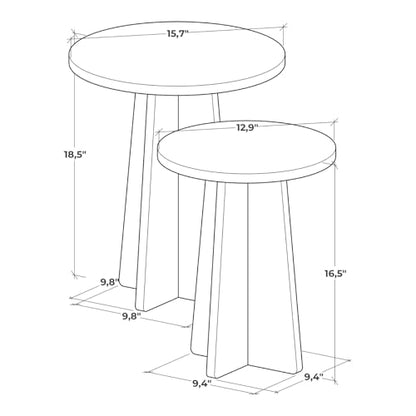 Travertine Efect Round Nesting Coffee Table Set of 2 Modern Coffee Table Small Side Table End Table for Living Room