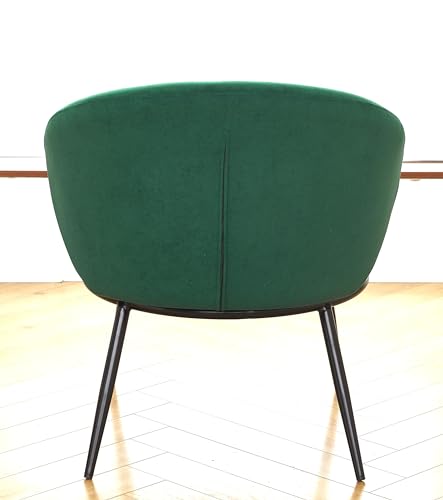 GDFStudio 27" Modern Accent Chair, Comfy Lounge Chair, Velvet Upholstered Chair, Mid Century Modern Armchair with Metal Legs, Solid Wood Frame, Cushion Barrel Side Chair for Living Room Bedroom, Green - color: Green + Velvet