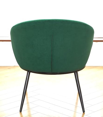 GDFStudio 27" Modern Accent Chair, Comfy Lounge Chair, Velvet Upholstered Chair, Mid Century Modern Armchair with Metal Legs, Solid Wood Frame, Cushion Barrel Side Chair for Living Room Bedroom, Green - color: Green + Velvet
