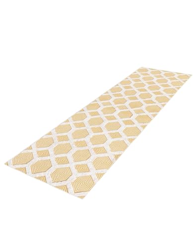 Rugs.com - Sabrina Soto Casa Rug – 12 Ft Runner Yellow Textured Cotton Runner – Modern Geometric Design, Perfect for Hallways and Entryways - color: Yellow, size: 2'7" x 12' (Runner)