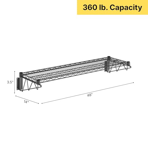 14" x 48" Black Epoxy Wire Wall Mount Shelf - color: Black, size: 14" x 48"