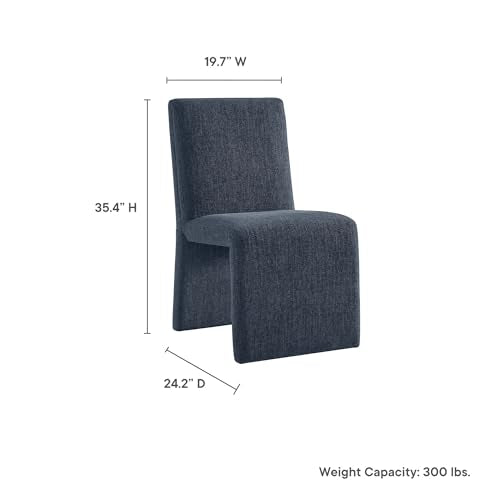 Modway Emory Fabric Slipper Dining Chair in Slate Blue – Upholstered Armless Dining Side Chair – Versatile Modern Accent Chair or Vanity Chair - color: Slate Blue