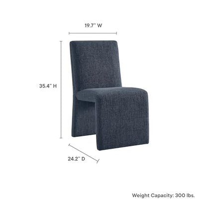 Modway Emory Fabric Slipper Dining Chair in Slate Blue – Upholstered Armless Dining Side Chair – Versatile Modern Accent Chair or Vanity Chair - color: Slate Blue