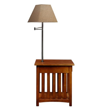 Leick Home Mission End Table, 12", Medium Oak - color: Medium Oak / Blackened