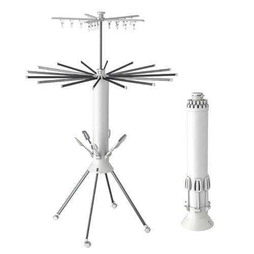 Foldable Clothes Drying Rack, Rotating Aluminum Laundry Rack, Portable Stand