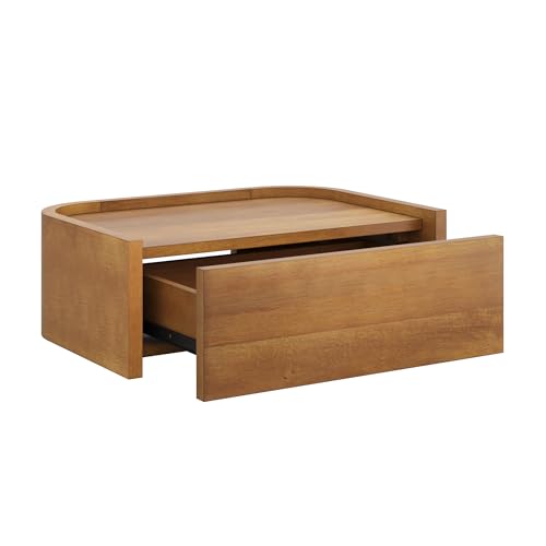Nathan James Tyla Wall Mounted Bedside Table, Floating 1-Drawer Nightstand with Rounded Edges, Light Brown - color: Tyla Light Brown, size: 1