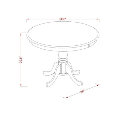 BOWERY HILL Traditional Round Acacia Wood Dining Table, 30" H x 36" W x 36" D, Natural Finish, Pedestal Legs, Mid Century Style, Durable Rubberwood Construction for Kitchen or Dining Room - color: Natural