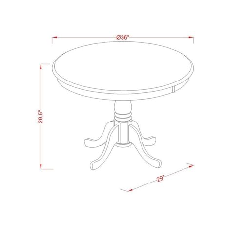 BOWERY HILL 36" Round Wood Dining Table, Mahogany Finish, Solid Asian Rubberwood Construction, Pedestal Base, Traditional Antique Style, Durable Dining Room Table for Kitchen or Family Meals - color: Mahogany