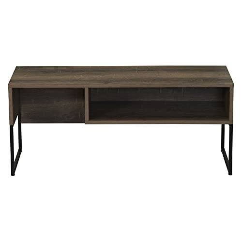 Household Essentials Ashwood & Iron Wrap TV Stand in Rustic Black Finish - color: Ashwood, style: TV Stand