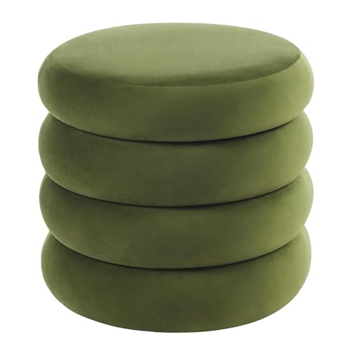 Flouki 19.5" Storage Ottoman Round, Vanity Stools for Bedroom, Velvet Pouf Ottoman with Removable Lid, Modern Ottomam Stool for Girls Women, Foot Stool for Living Room, Green - color: Green