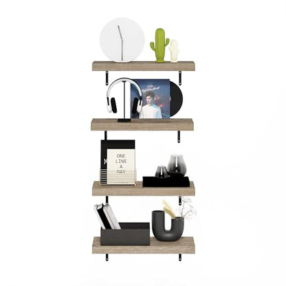 Furinno Tanna Floating Shelves for Wall Set of 4, 22-Inch Wall Shelf, Triple Thick Floating Mounted Shelf, for Bathroom, Home Office, Living Room, Natural - color: Natural