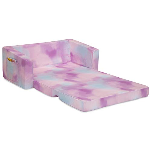 Delta Children Cozee 2-in-1 Sofa, 2-Seater Convertible Toddler Couch Sleeper, Wide 2-in-1 Flip Open Foam Chair for Playroom, Pet-Friendly, Bed Lounger, Comfy Play Sleeping Lounge Chair, Pink Tie Dye - color: Pink Tie Dye