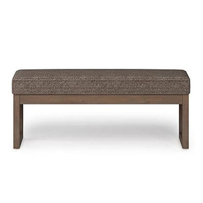 SIMPLIHOME Milltown 44" Wide Tweed Look Rectangle Ottoman in Mink Brown | Contemporary upholstered ottoman bench with a cushioned seat for bedroom seating; fully assembled footstool or footrest. - color: Mink Brown, style: Large Ottoman Bench