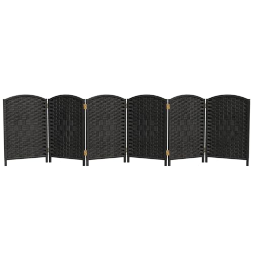 Red Lantern 2 ft. Short Diamond Weave Fiber Folding Screen - Black - 6 Panel - color: Black, size: 6 Panel