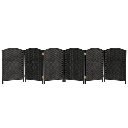 Red Lantern 2 ft. Short Diamond Weave Fiber Folding Screen - Black - 6 Panel - color: Black, size: 6 Panel