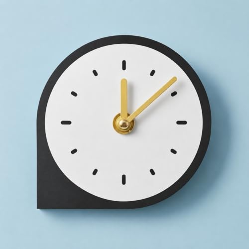 Minimalist Desktop Clock Symbol-Line Dial Analog Desk Clock Standing Base Home Decor for Bedside Table, Living Room, Blue