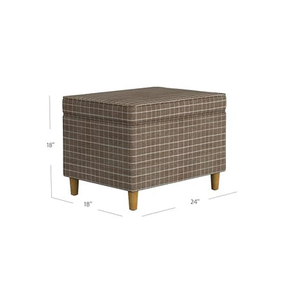 Spatial Order 24" Dinah Collection Storage Ottoman - Brown Windowpane Fabric - color: Brown Windowpane Fabric