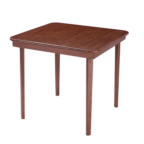 Stakmore Classic Straight Edge Square Wood Folding Table, 32x32, Cherry | Foldable Card Table, Wooden Tabletop Furniture for Cards, Board Games, Dining, and Extra Seating - color: Cherry