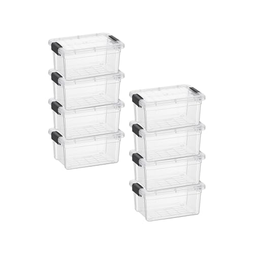 Superio Mini Storage Container Plastic Crayon Box Art Supplies and Sewing Case Stackable Clear Small Organizer for Beads, Stationery, Chalk, and Food, 1.05 Quart, 8 Pack - size: 1.05 Quarts, style: 8 Pack
