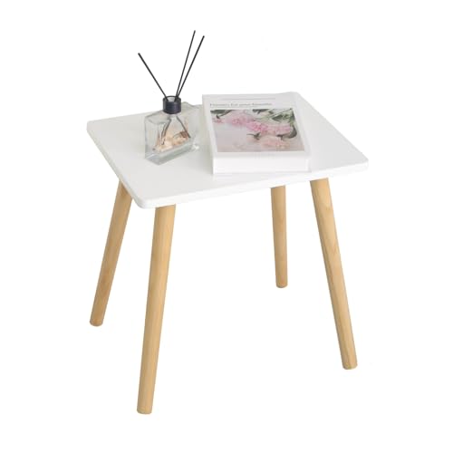 AWASEN Side Table, Small End Accent Table for Living Room Bedroom Office Small Spaces, Modern White Side Table Nightstand with Solid Wood, Easy Assembly, (White) - color: White