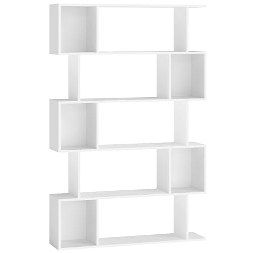 VASAGLE CUSTOS Collection - 5-Tier Bookcase, Book Shelf, Open Storage, 9.4 x 35.4 x 62.6 Inches, for Living Room, Home Office, Dining Room, Matte White ULBC416W01 - color: Matte White, style: 5-Tier (35.4"W)