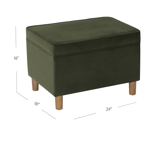 HomePop 24" Dinah Collection Storage Ottoman - Loden Green Velvet - color: Loden Green Velvet