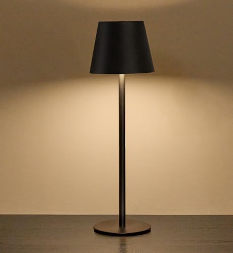 Cordless Table Lamp, Portable Battery Operated Lamp with 3 Color Temps and Stepless Dimming, Rechargeable Table Lamp for Dinner, Desk, Cafe, Outdoor (Black) - color: Black, size: 1 Pack