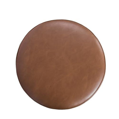 HomePop 17" Organic Shape Ottoman - Chestnut Faux Leather - color: Chestnut Faux Leather