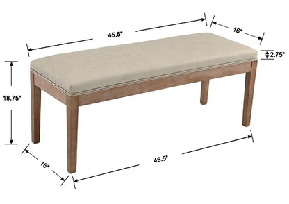PU Leather Dining Bench Upholstered Entryway Bench Farmhouse Shoe Bench Seat Ottoman for Hallway Living Room Bedroom End of Bed Dining Room Kitchen, 45.5" Long, Gray - color: Pu Leather, Gray