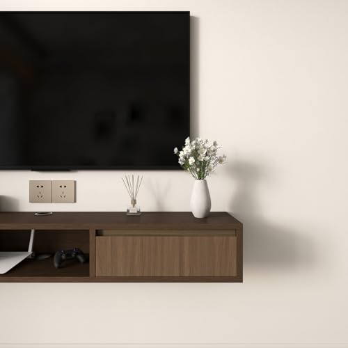 47" Floating TV Stand, Wall Mounted Media Console for 65 TV | Heavy-Duty 11-Layer Plywood Floating Tv Console with Soft Close Drop Down Door, Anti-Sag Entertainment Center - size: 47 In