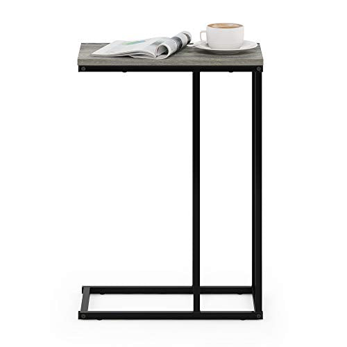 Furinno Camnus Modern Living C Shaped Sofa Side Table, 9.8 in x 17.9 in x 25 in, French Oak Grey - color: French Oak Grey, size: C-shape Metal Frame