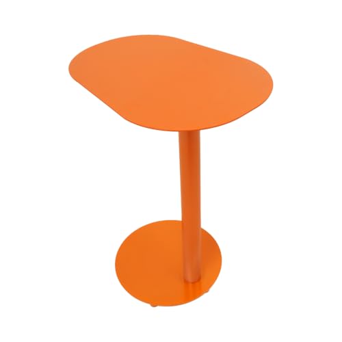 Metal C-Shaped Side Table, Modern End Table for Couch Sofa and Bed Small Coffee Drink Tables 20x14in Tabletop for Home Office Cafe Balcony - color: Orange