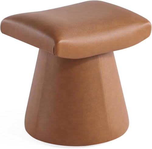 Modern Ottoman with Soft Padded Seat, Multifunctional Vanity Stool, Upholstered Footrest Stool for Living Room and Bedroom - color: Camel Brown