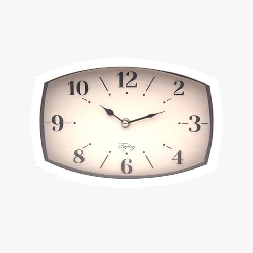 Small Wall Clock Silent Retro Rectangular Clock White Rectangle | Metal wall clocks battery operated Old Design Style for Kitchen, Living Room or Office - color: White