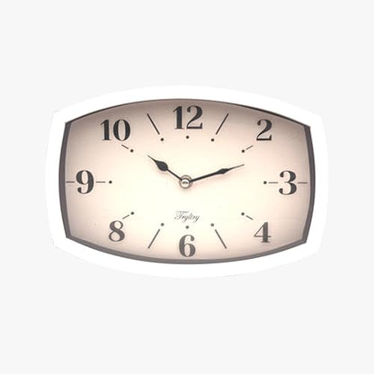 Small Wall Clock Silent Retro Rectangular Clock White Rectangle | Metal wall clocks battery operated Old Design Style for Kitchen, Living Room or Office - color: White