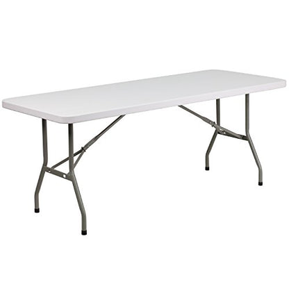 Flash Furniture 6-Foot Granite White Plastic Folding Table - color: Granite White, size: 6 feet