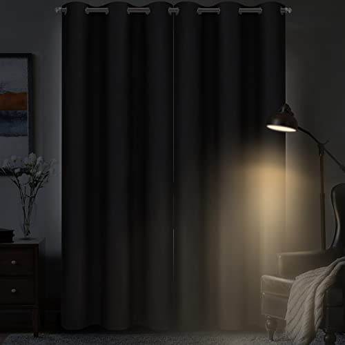 Diraysid Black Grommet Blackout Curtains for Bedroom Thermal Insulated Room Darkening Curtains Drapes, 42 x 95 inch, 2 Panels - color: Black, size: 42"W x 95"L (Pack of 2)