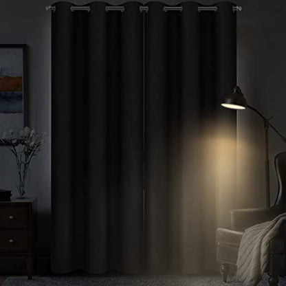 Diraysid Black Grommet Blackout Curtains for Bedroom Thermal Insulated Room Darkening Curtains Drapes, 42 x 95 inch, 2 Panels - color: Black, size: 42"W x 95"L (Pack of 2)