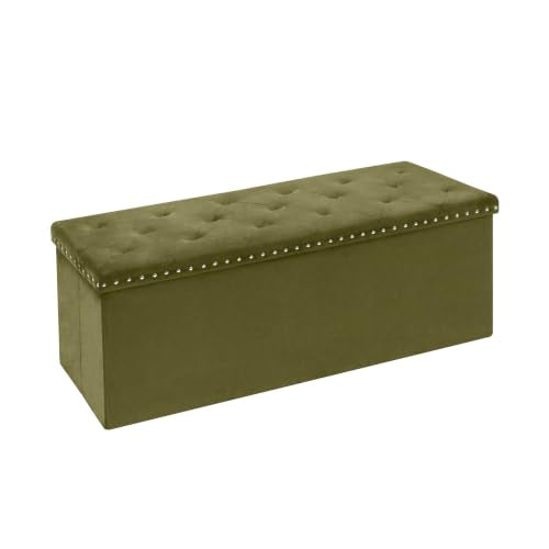 43 Inches Velvet Storage Ottoman Bench, Folding Upholstered Ottoman with Storage for Bedroom Living Room, 140L Capacity - color: Ovile