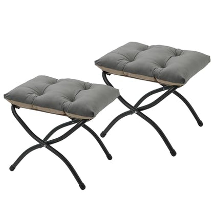 15"(H) Folding Ottoman, Set of 2, Foldable Footrest Stool, Small Foot Stool for Couch, Collapsible Foot Rest Ottoman for Sofa, Accent Padded Ottomans for Living Room, Bedroom, Dark Grey - color: Dark Grey 2pcs