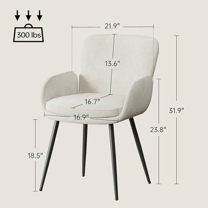 VKNOW Modern Upholstered Dining Chairs Set of 4 with Armrest, Beige | Armed Dining Room Chairs with Metal Legs, Kitchen Chairs for Restaurant Kitchen Living Room - color: Beige, size: Set of 4