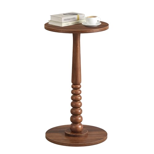 VASAGLE Round Side Table, Small Drink End Table, Solid Wood Leg | Accent Nightstand, Mid-Century Modern, for Living Room Bedroom, Chestnut Walnut, MARIEL Collection, ULET293KX01S - color: Chestnut Walnut, size: Round