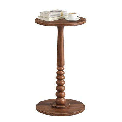 VASAGLE Round Side Table, Small Drink End Table, Solid Wood Leg | Accent Nightstand, Mid-Century Modern, for Living Room Bedroom, Chestnut Walnut, MARIEL Collection, ULET293KX01S - color: Chestnut Walnut, size: Round